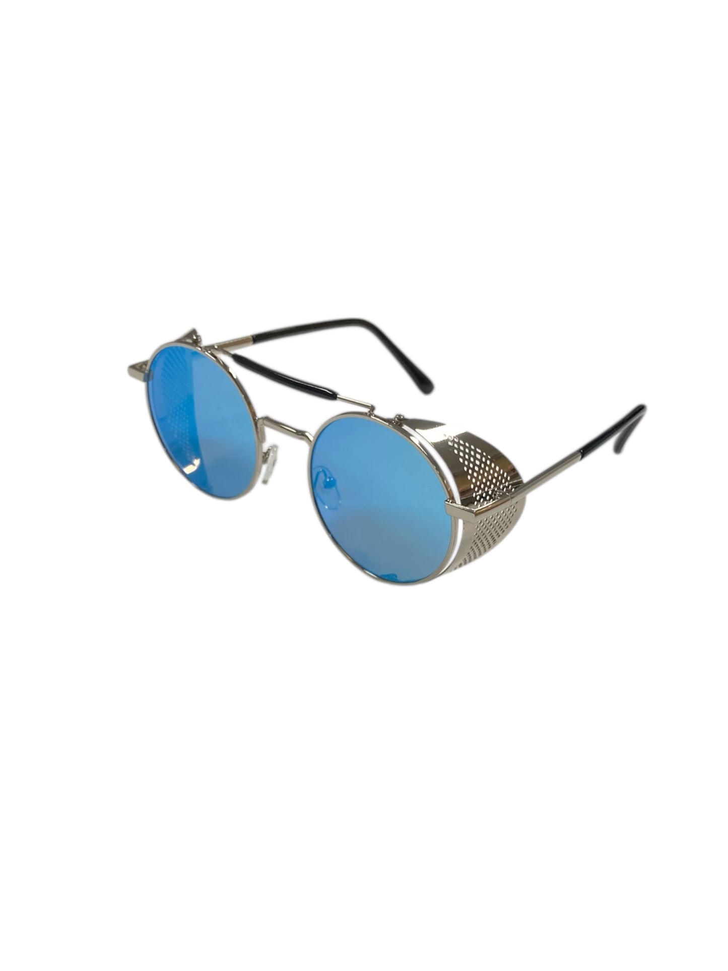 Vintage Blue Mirrored Steampunk Glasses