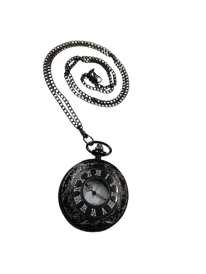 Gunmetal Vintage Floral Pocket Watch
