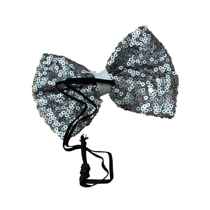 Silver Mini Sequin Bow Tie
