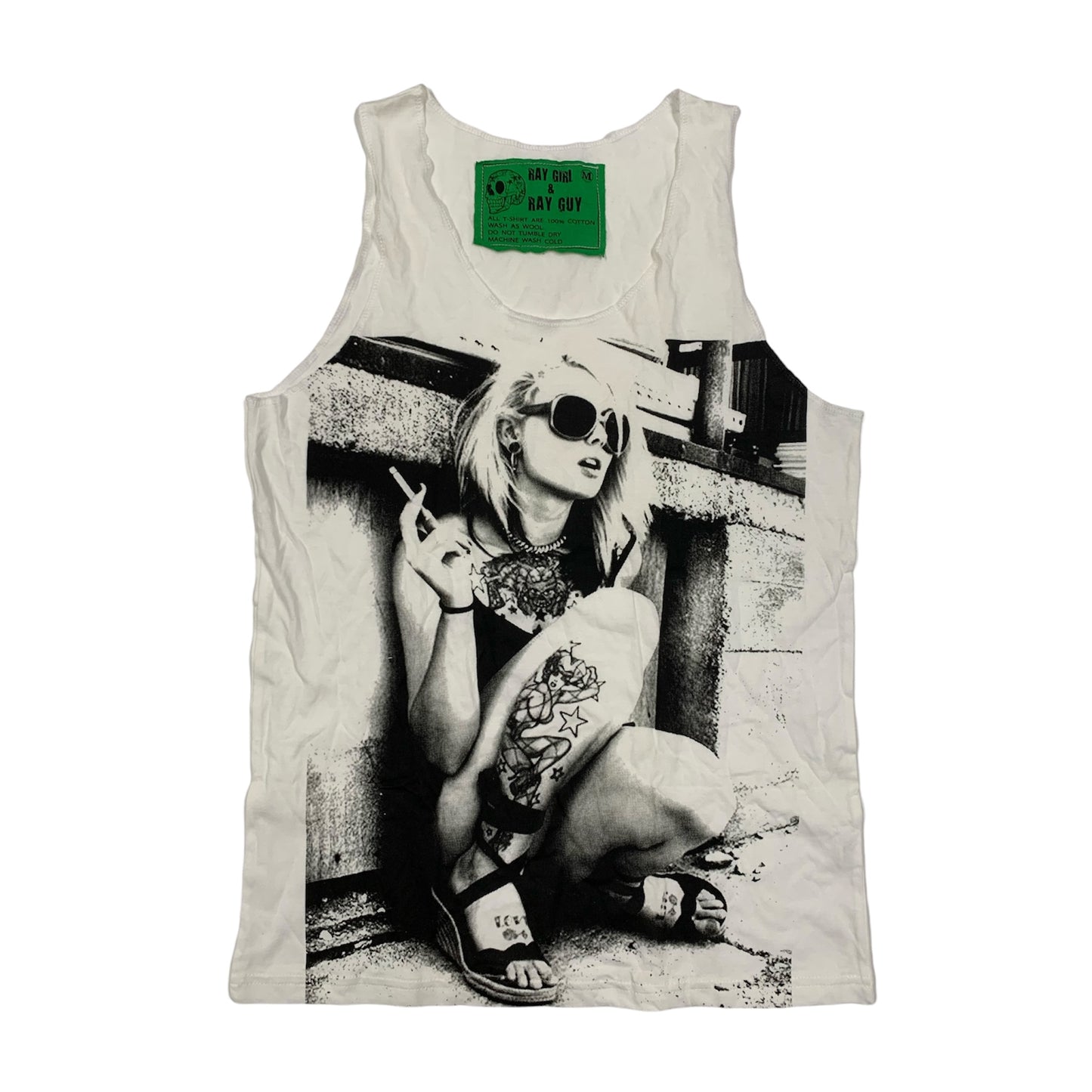 Smoking Tattoo Girl White Singlet