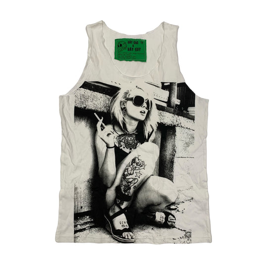 Smoking Tattoo Girl White Singlet