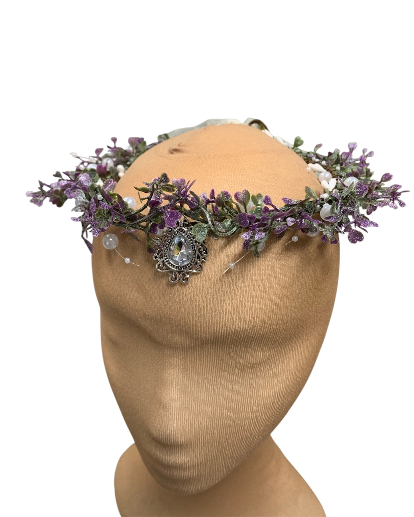 Purple Floral Circlet with Clear Gem