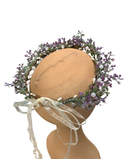 Purple Floral Circlet with Clear Gem