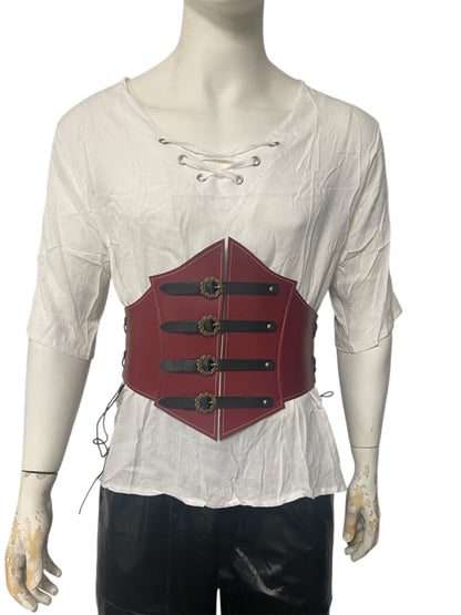 Crimson Red Buckled Corset Belt