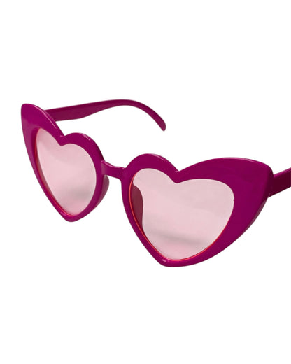 Fuchsia Pink Retro Heart Glasses