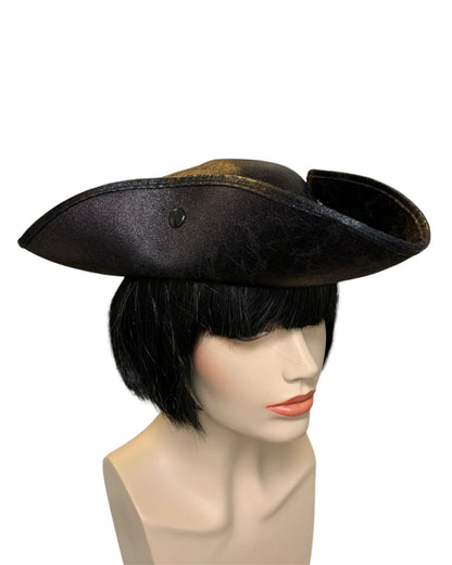 Distressed Black Tricorn Pirate Hat