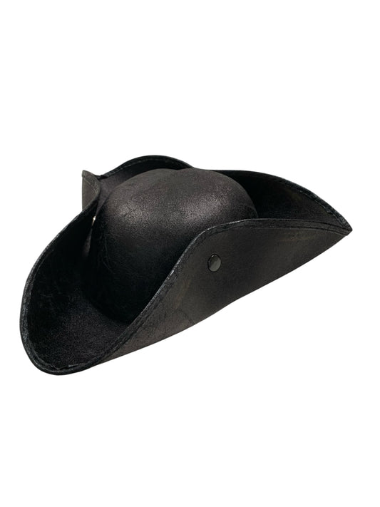 Distressed Black Tricorn Pirate Hat