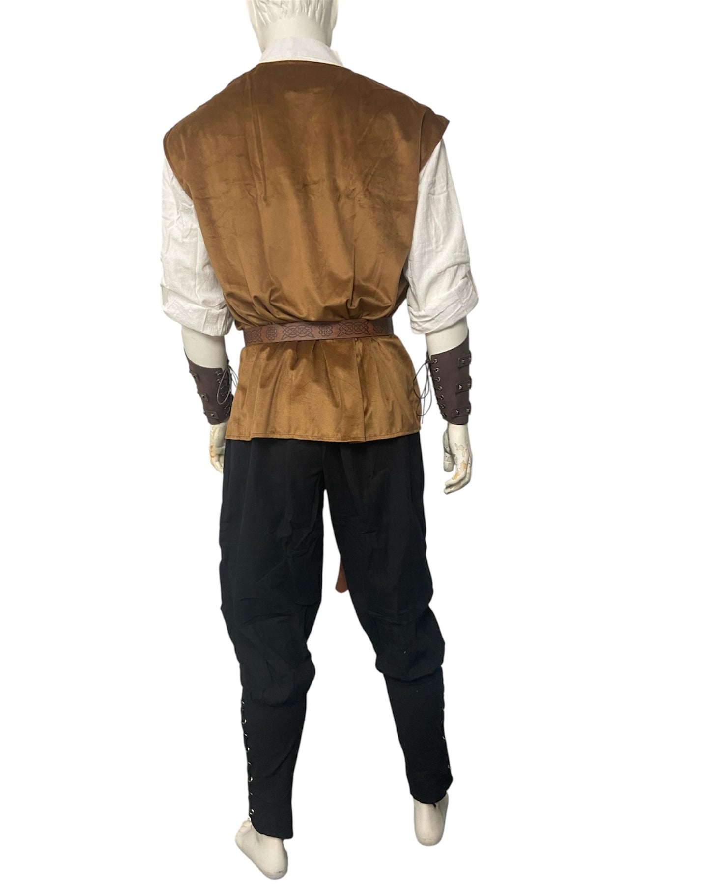 Deluxe 7 Piece Medieval Costume White with Brown Vest