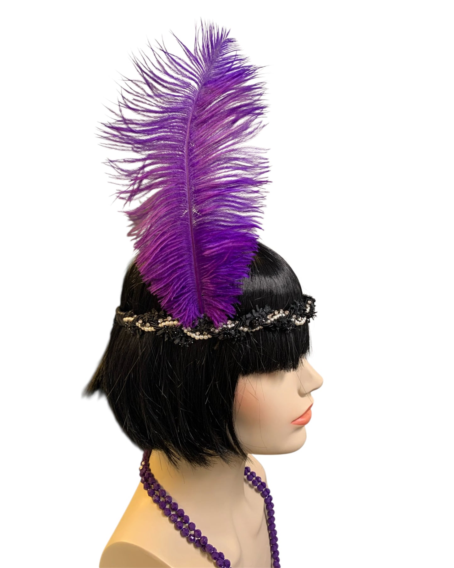 Purple Gatsby Headband and Necklace Set