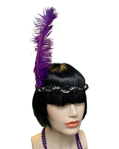 Purple Gatsby Headband and Necklace Set