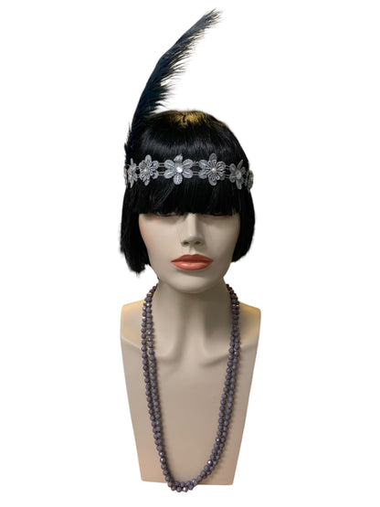 Silver Grey Gatsby Headband and Necklace Set