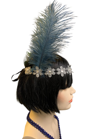 Navy Gatsby Headband and Necklace Set