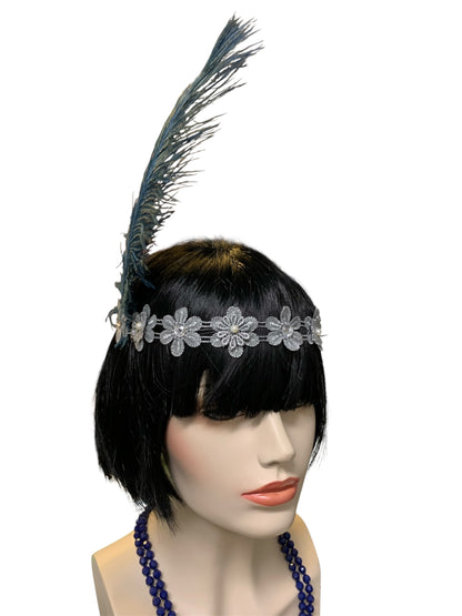 Navy Gatsby Headband and Necklace Set