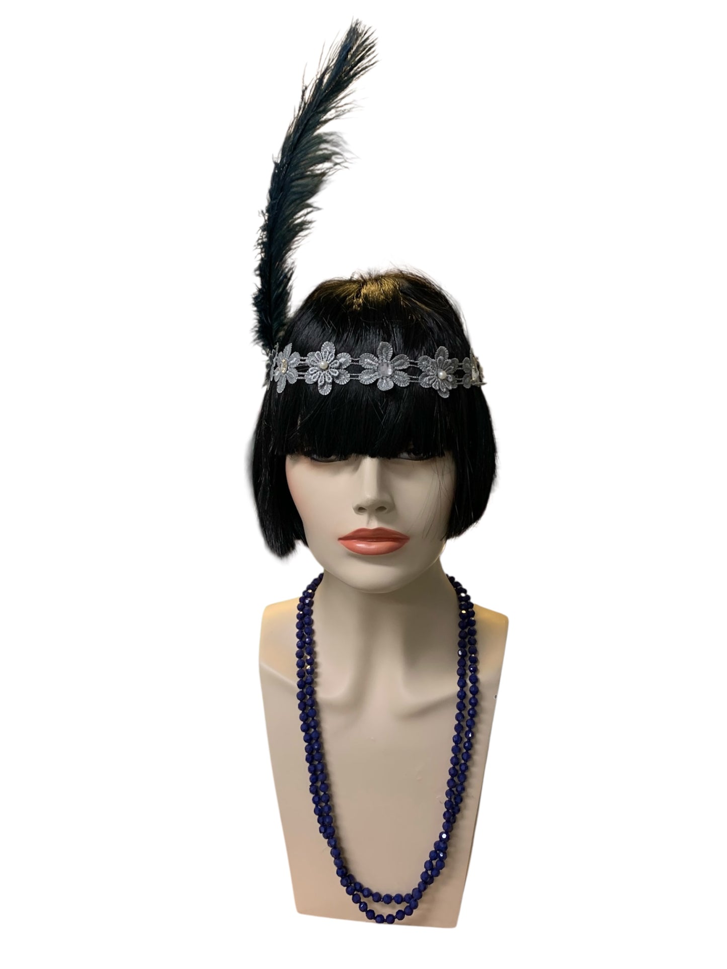 Navy Gatsby Headband and Necklace Set