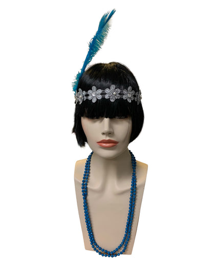 Aqua Blue Gatsby Headband and Necklace Set