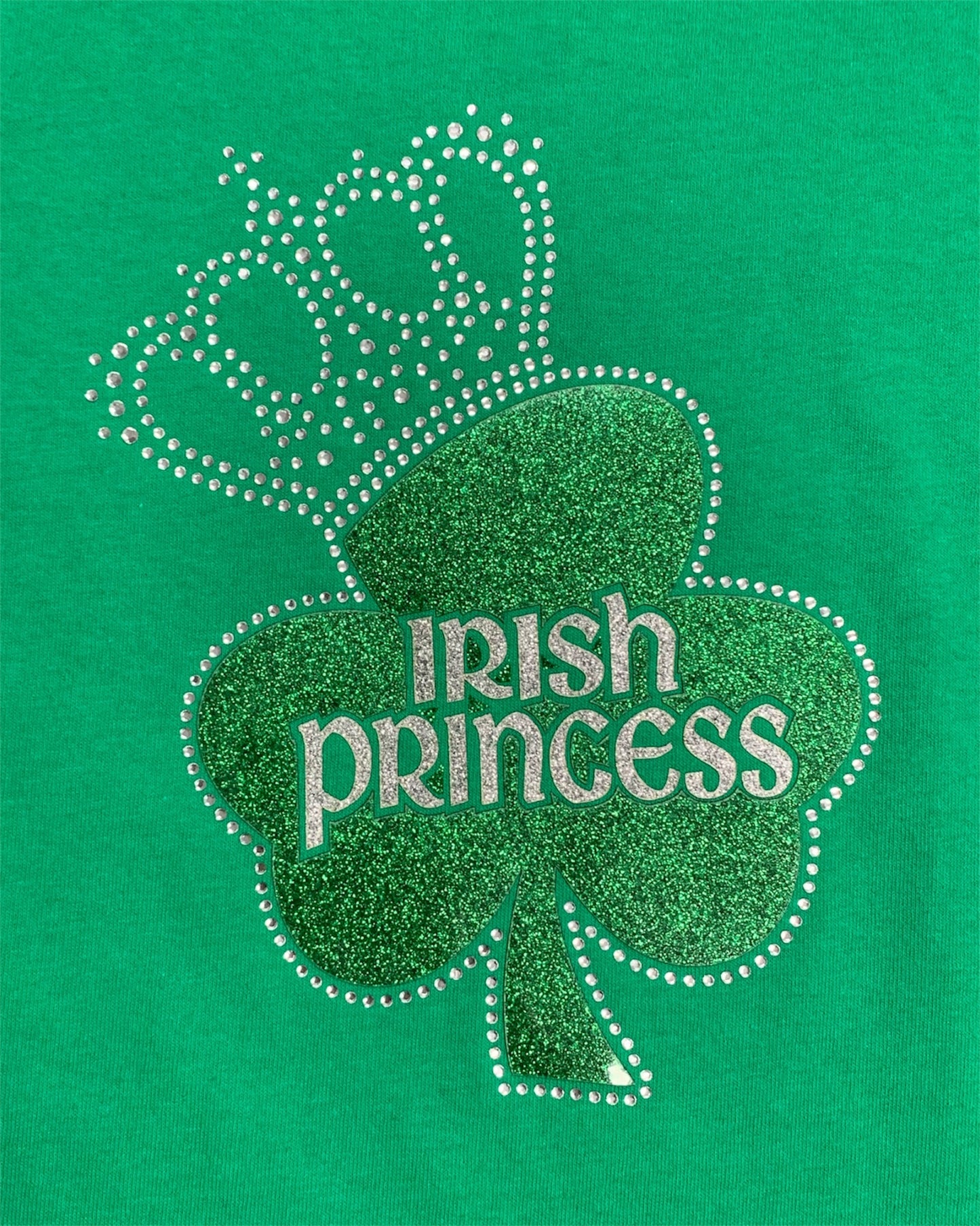 Glitter Rhinestone Irish Princess Green T-Shirt