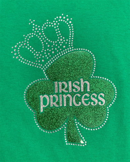 Glitter Rhinestone Irish Princess Green T-Shirt