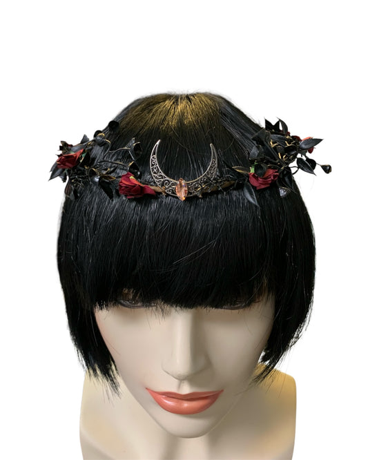 Silver Crescent Moon Dark Fae Circlet
