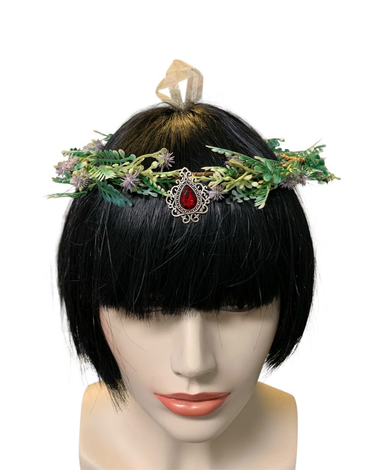 Floral Circlet with Red Gem