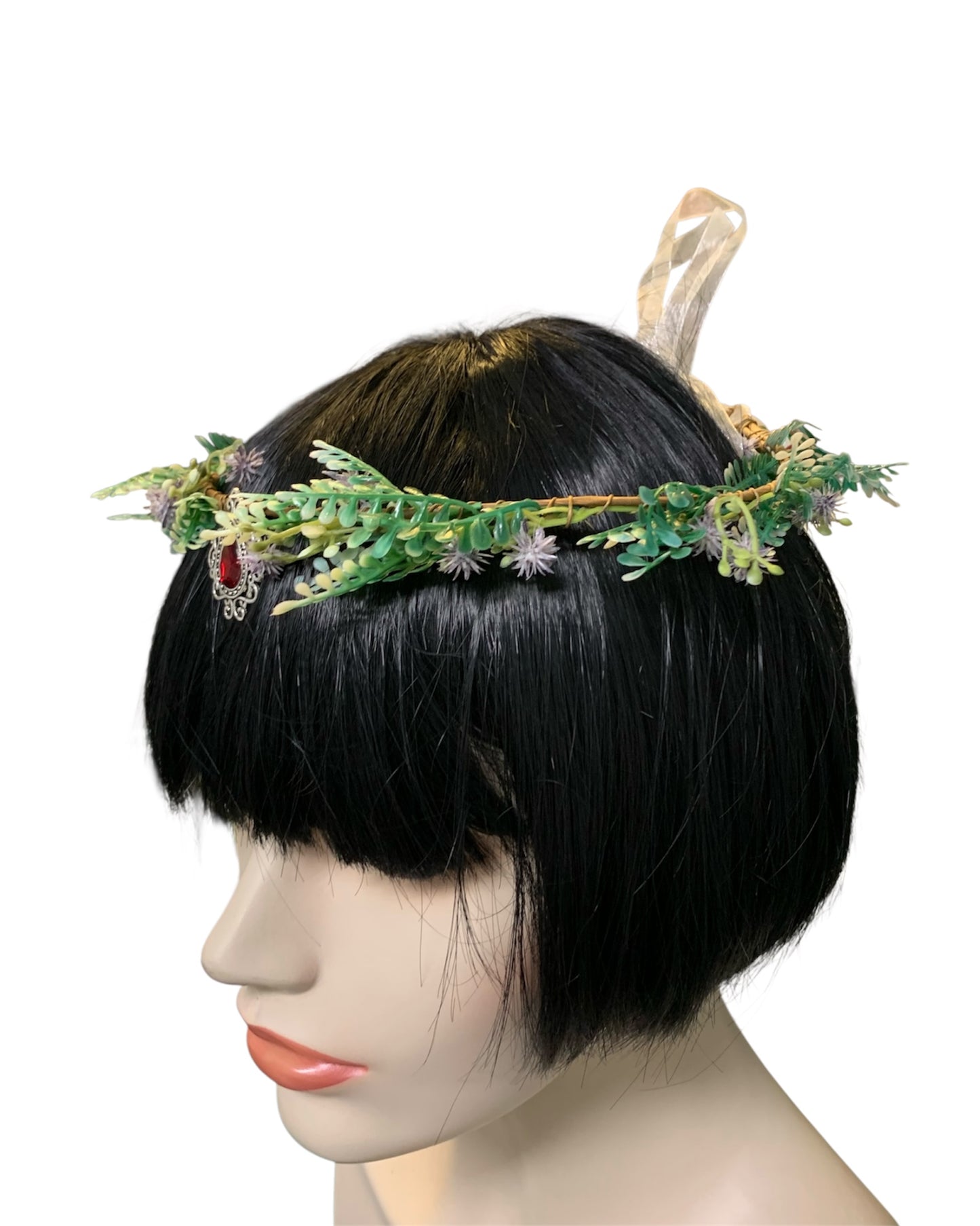 Floral Circlet with Red Gem