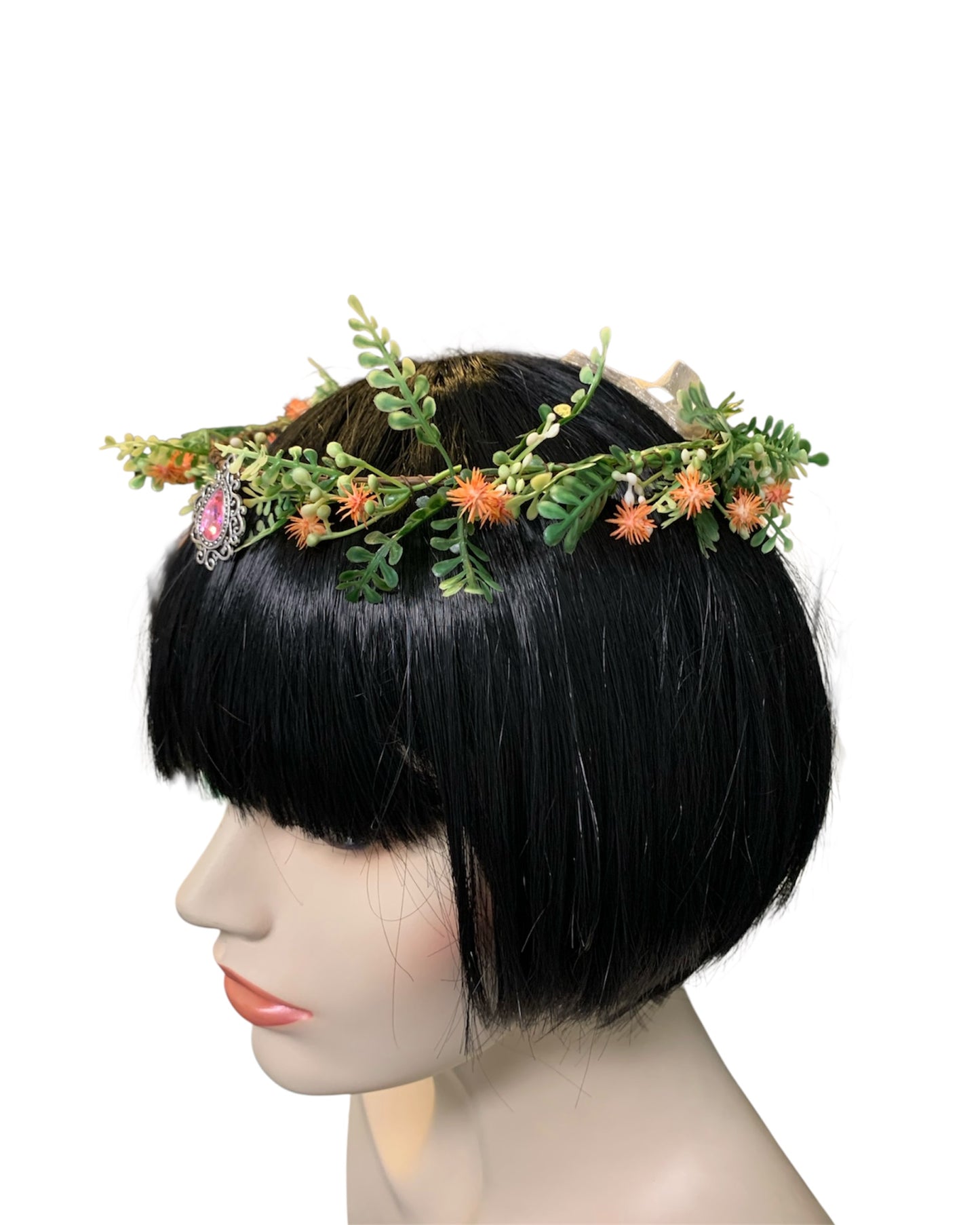 Orange Floral Circlet with Pink Gem
