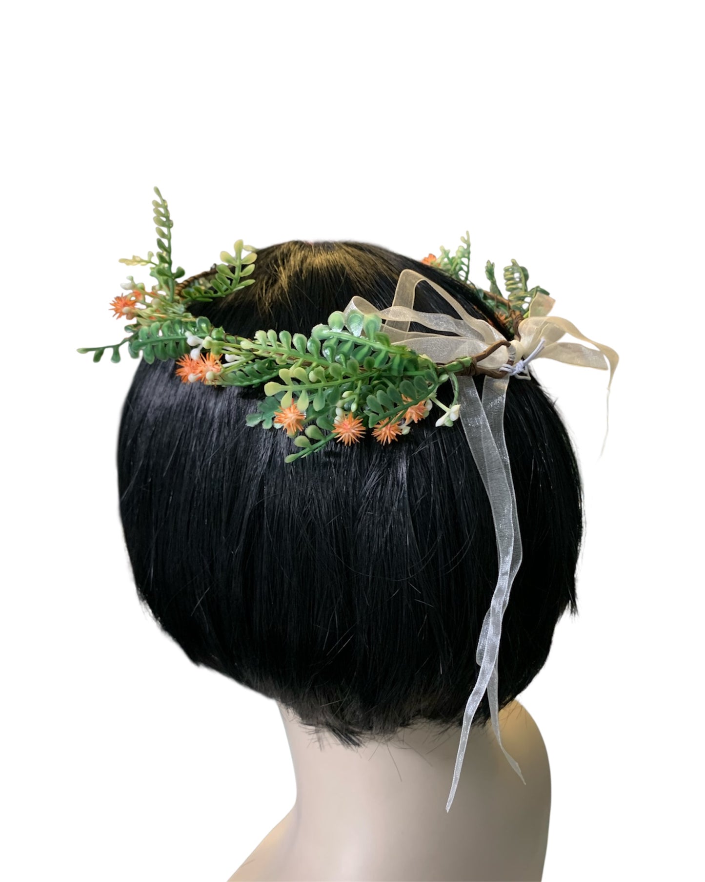 Orange Floral Circlet with Pink Gem