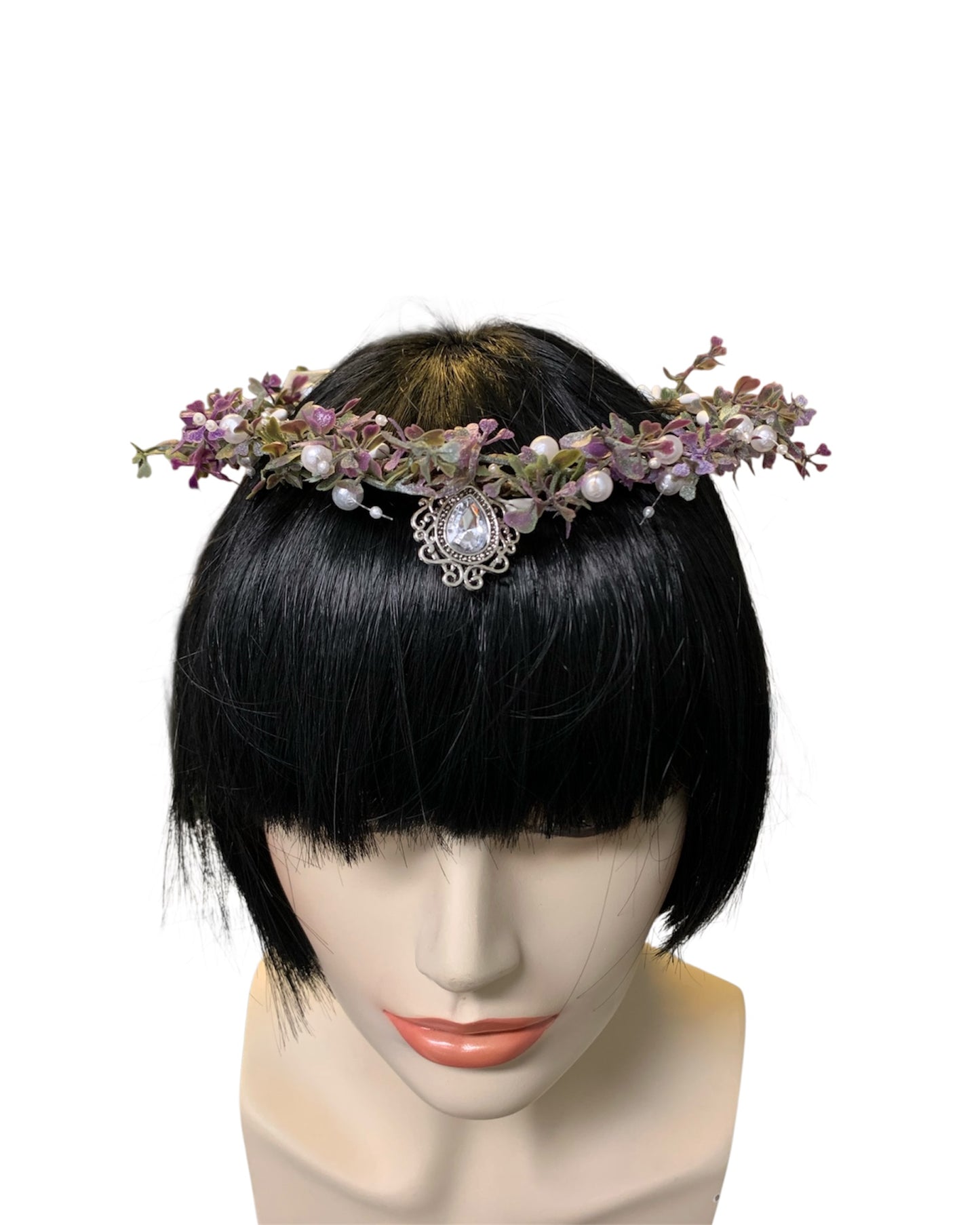 Purple Floral Circlet with Clear Gem