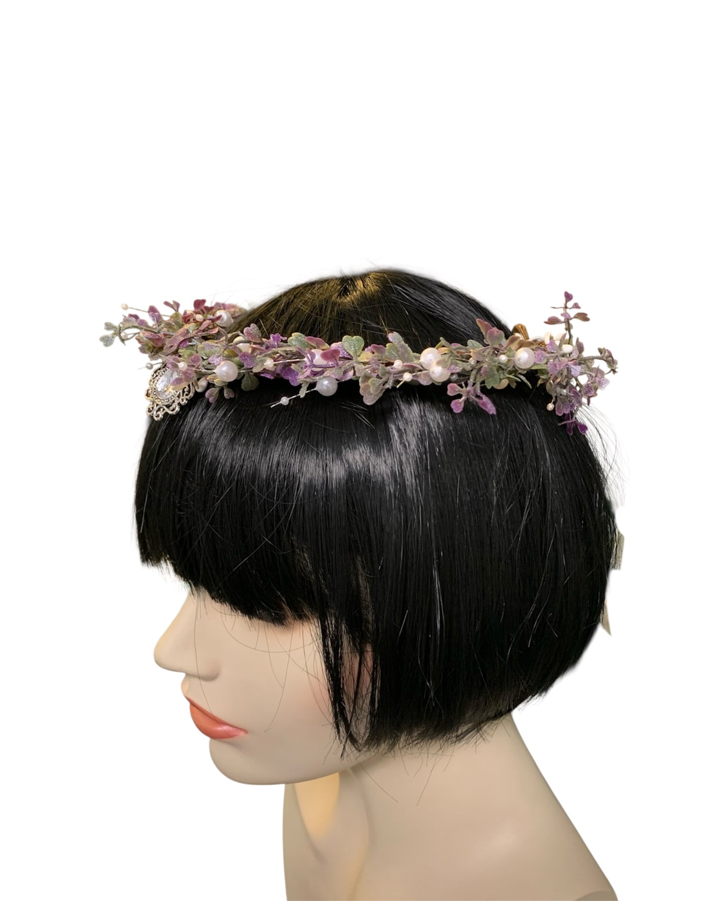 Purple Floral Circlet with Clear Gem