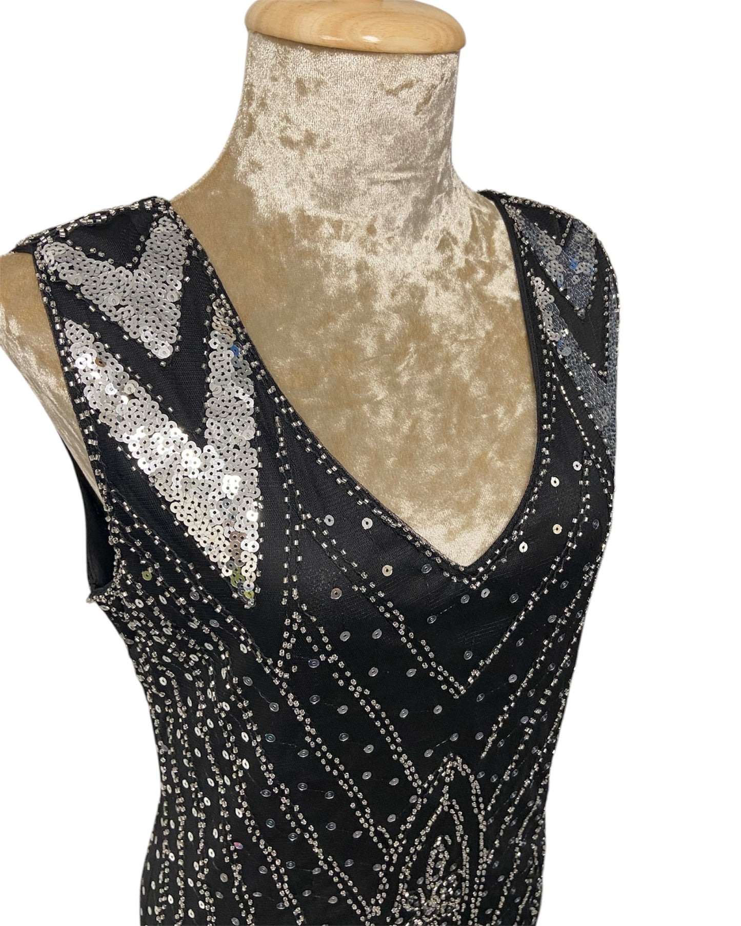 Black with Silver Sequin 1920's Gatsby Dress