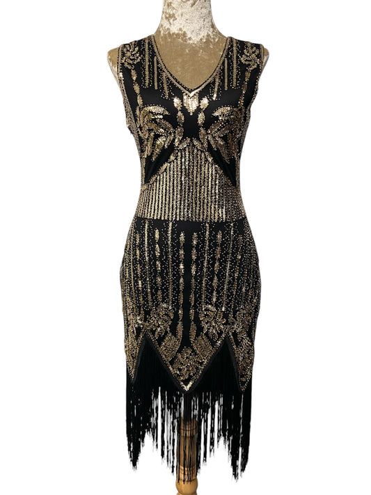 Elegant Black & Gold 1920's Gatsby Dress