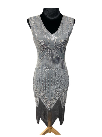 Elegant Grey & Silver 1920's Gatsby Dress