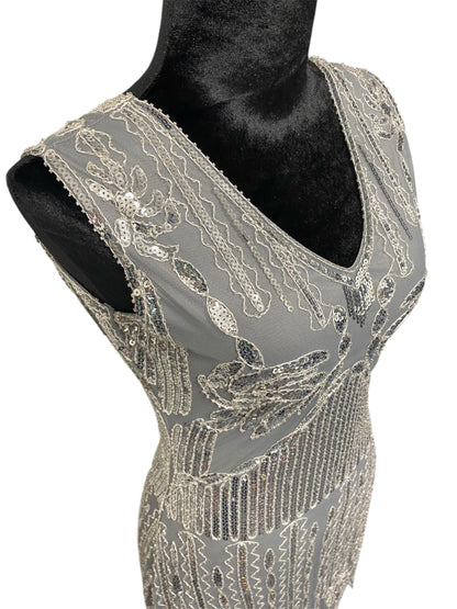 Elegant Grey & Silver 1920's Gatsby Dress