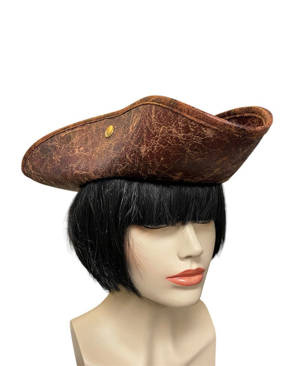 Distressed Brown Tricorn Pirate Hat