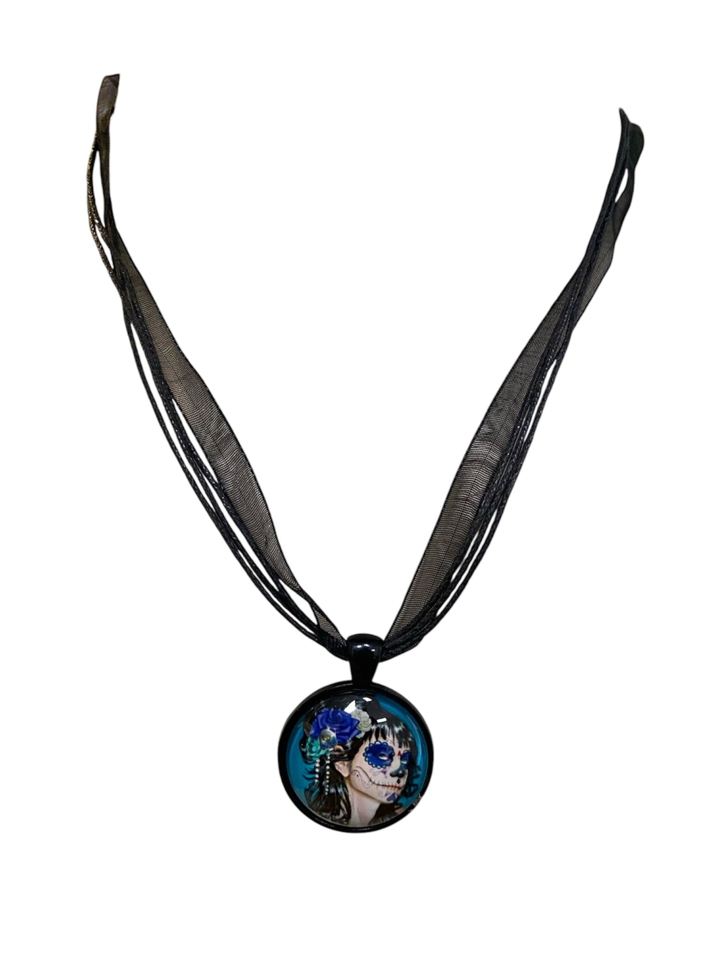 Blue Day of the Dead Lady Necklace