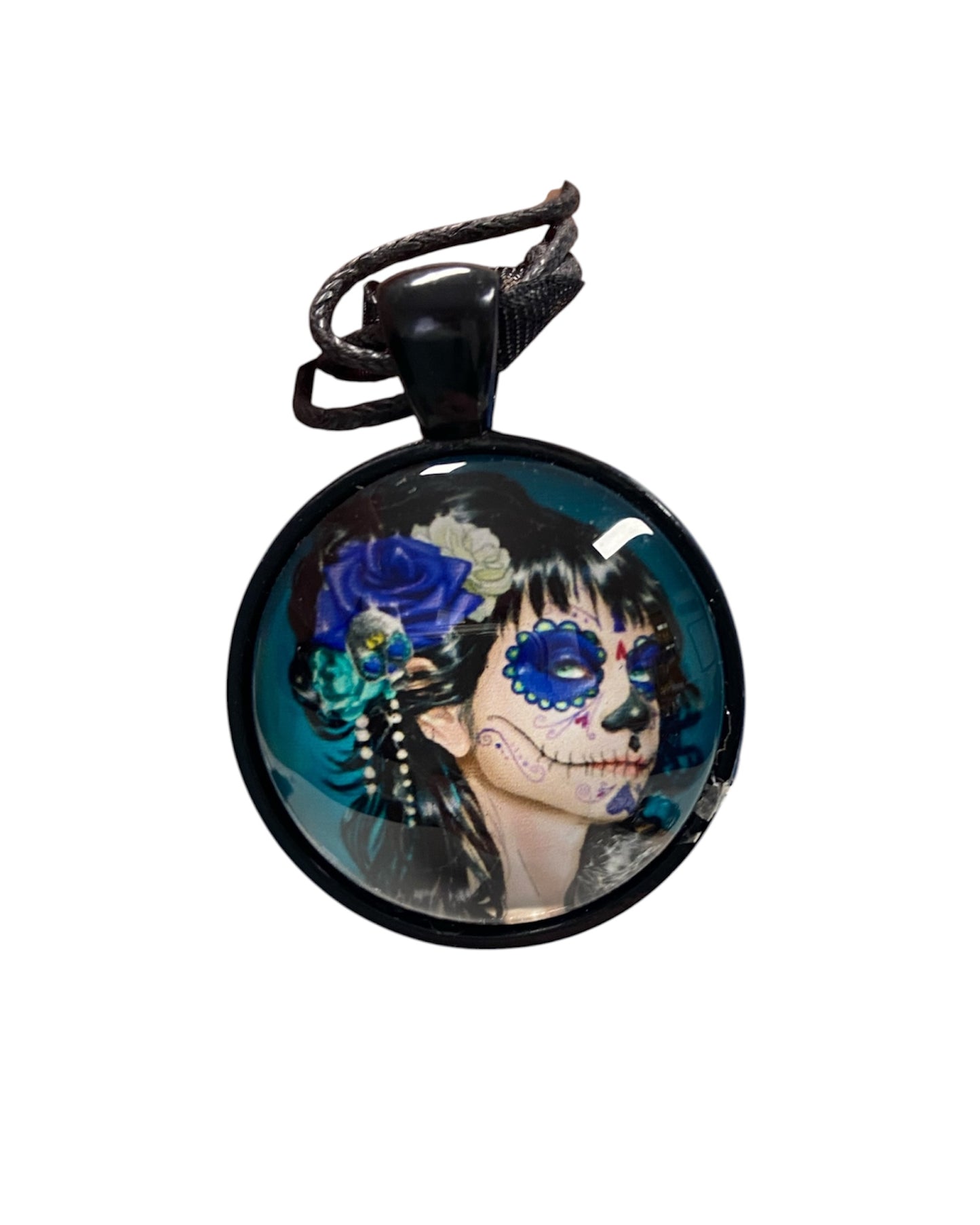 Blue Day of the Dead Lady Necklace