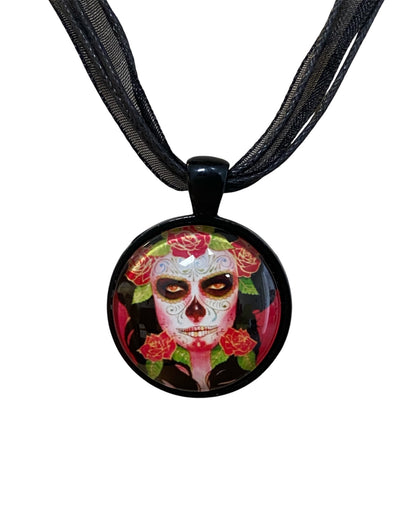 Red Roses Day of the Dead Necklace