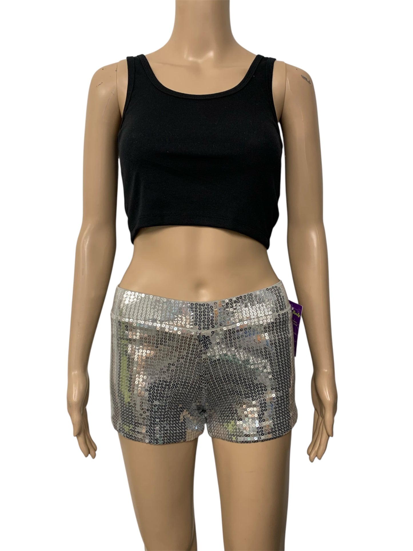 Deluxe Sequin Silver Shorts