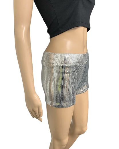 Deluxe Sequin Silver Shorts