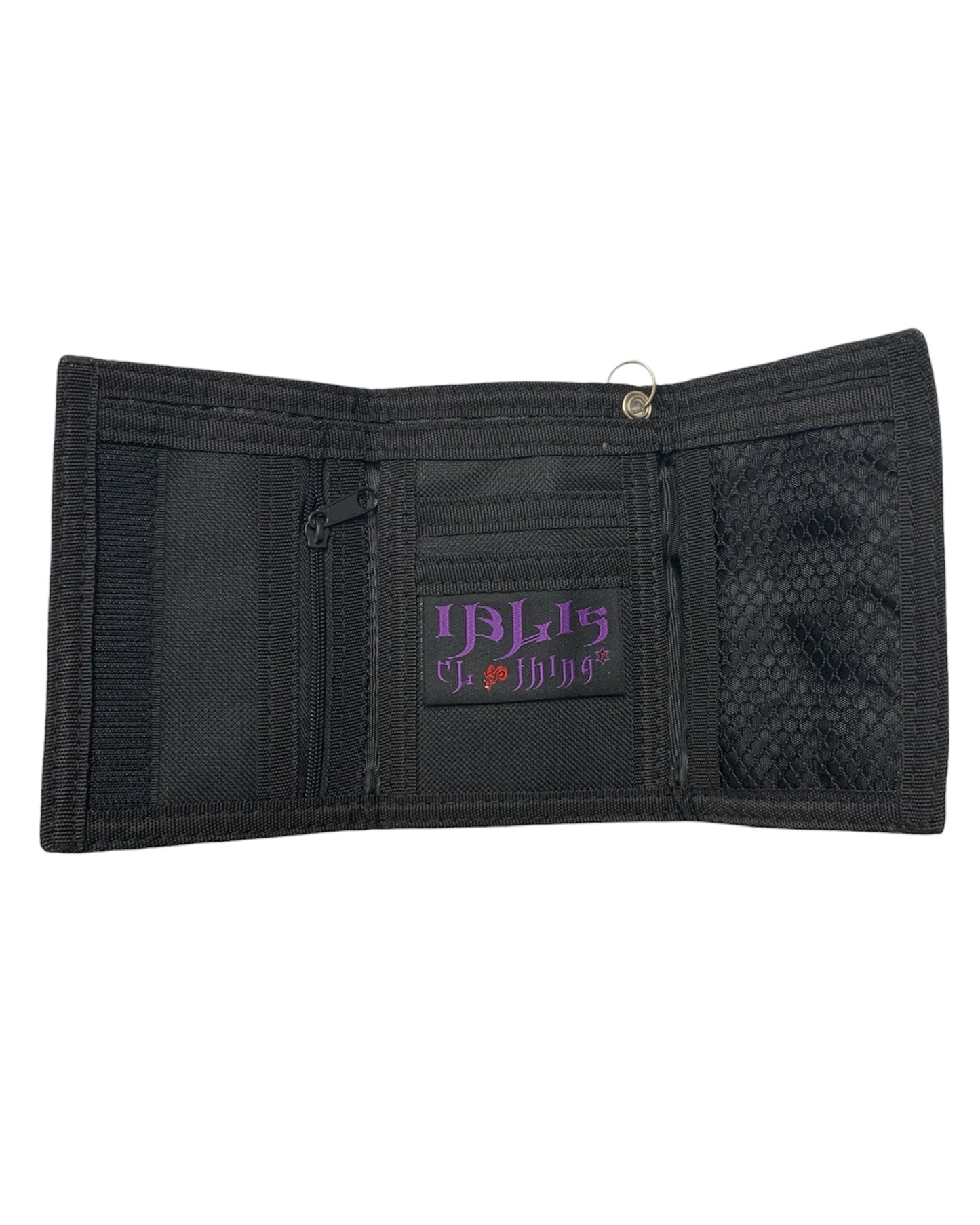 Grey and Black Spider Web velcro wallet with Lace Trim