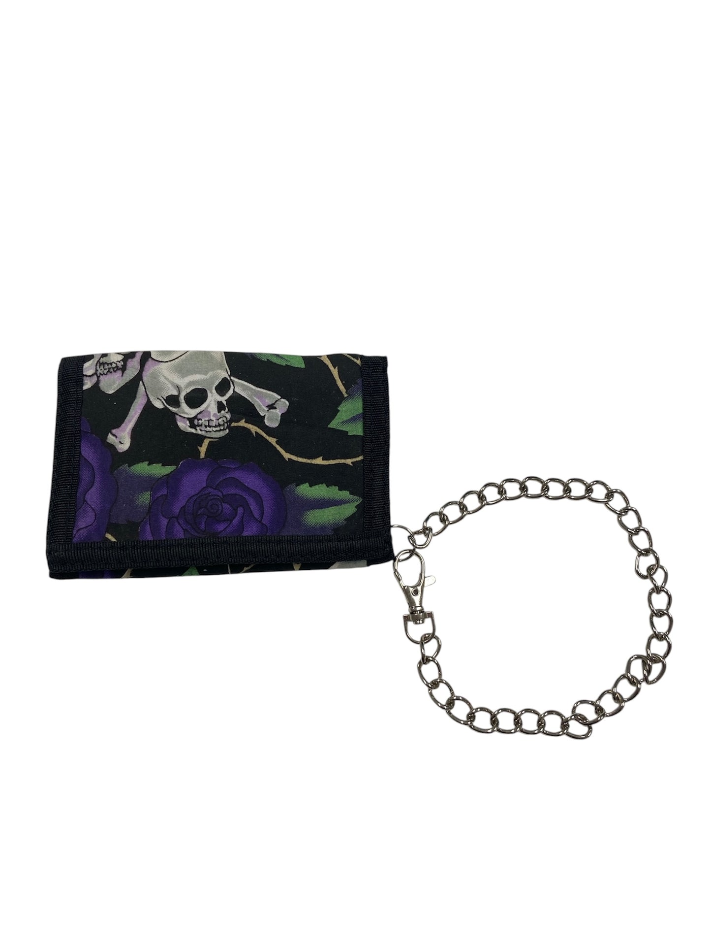 Skulls and Purple Roses velcro wallet