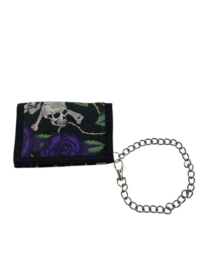 Skulls and Purple Roses velcro wallet