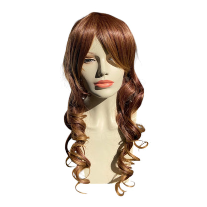 Deluxe Long Chestnut Brown Curly Wig