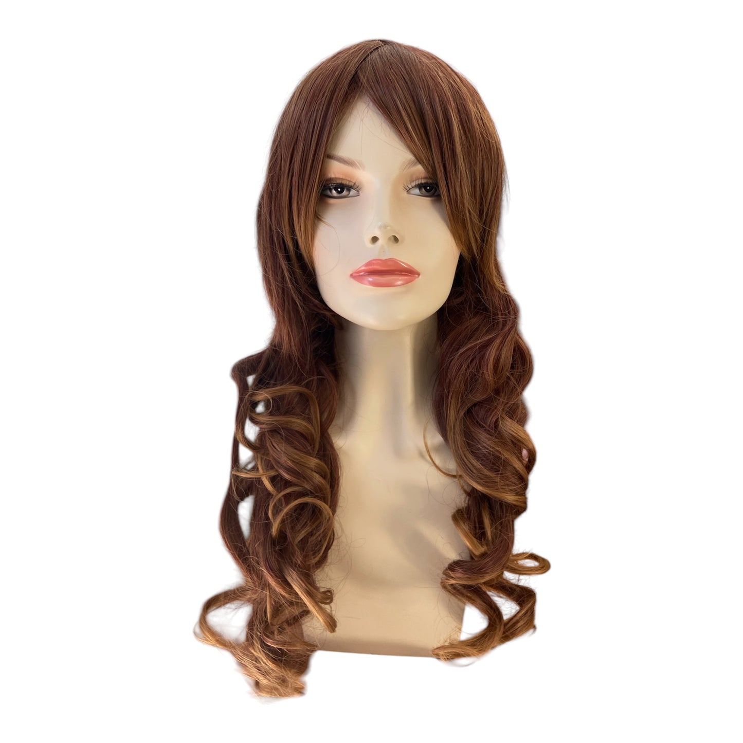 Deluxe Long Chestnut Brown Curly Wig