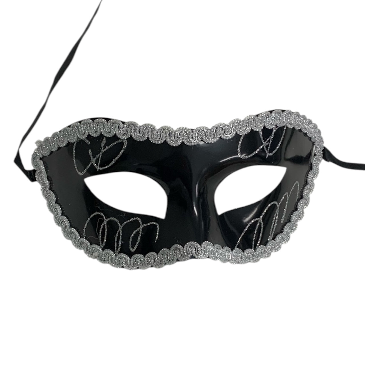 Black Swirl Glitter Masquerade Mask