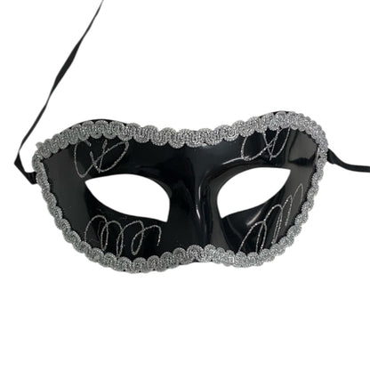 Black Swirl Glitter Masquerade Mask