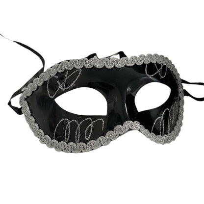 Black Swirl Glitter Masquerade Mask