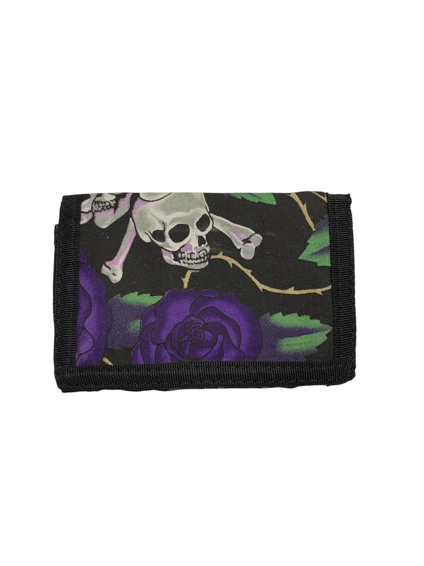 Skulls and Purple Roses velcro wallet