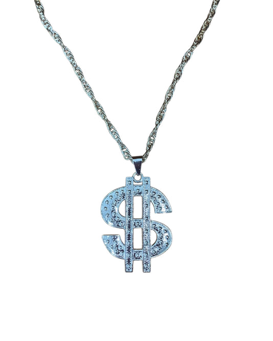 Silver Dollar Sign Necklace