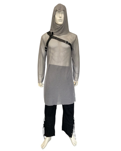 Faux Chainmail Shirt with Attached Hood