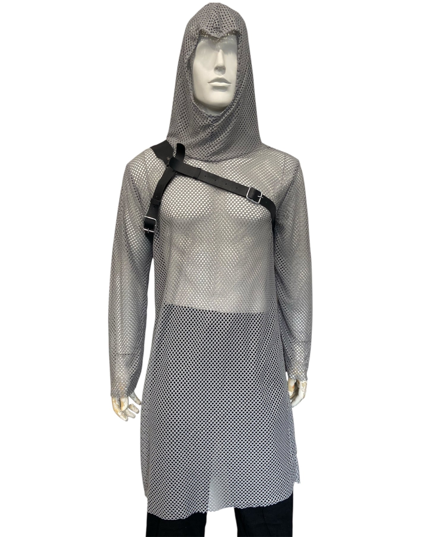 Faux Chainmail Shirt with Attached Hood